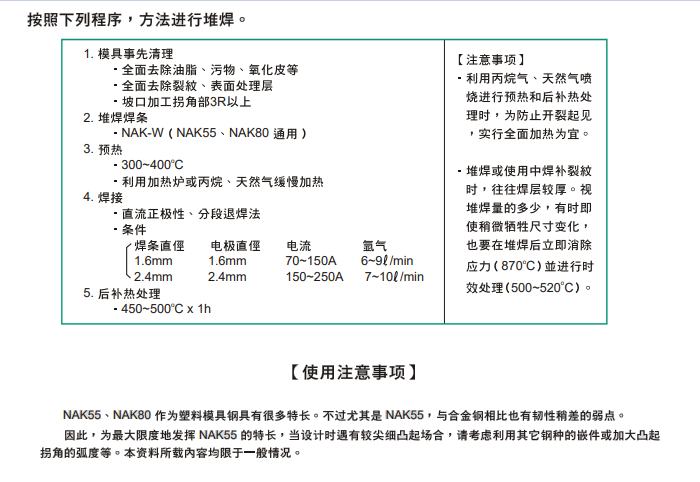 NAK80模具鋼特性